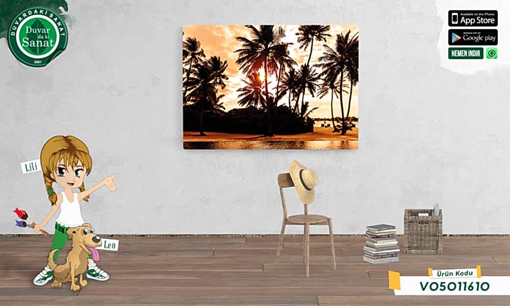 Duvardaki Sanat Gün Batımı Kanvas Tablo