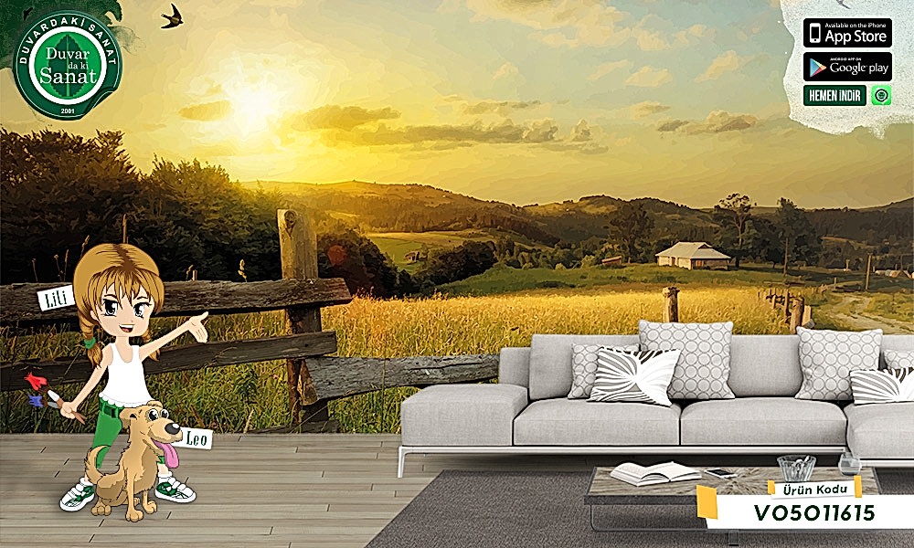 Duvardaki Sanat Çiftlikte Güne Başlarken Duvar Kağıdı