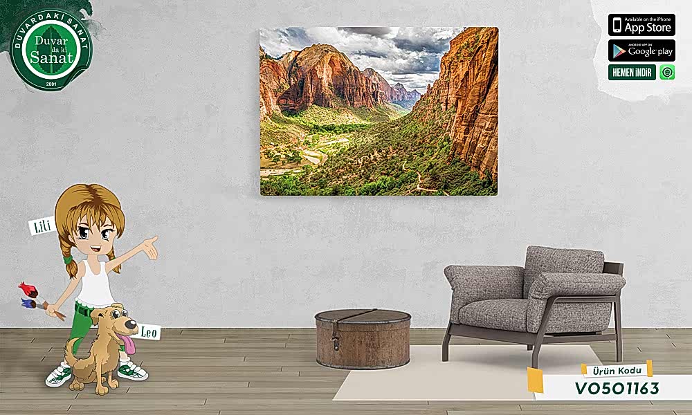 Duvardaki Sanat Zion Ulusal Parkı Kanvas Tablo