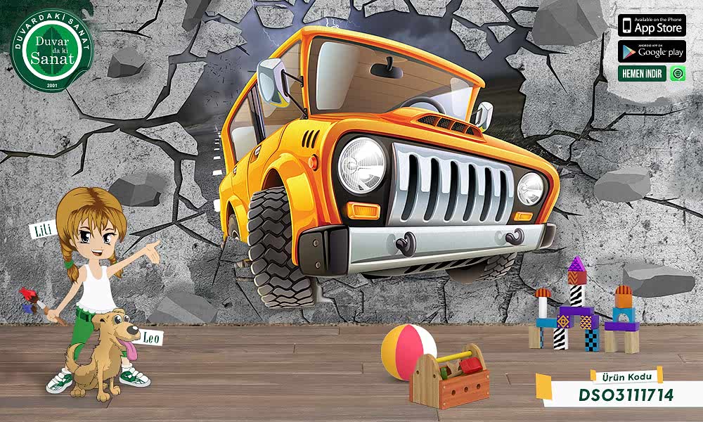 Duvardaki Sanat Üç Boyutlu Araba Duvar Kağıdı
