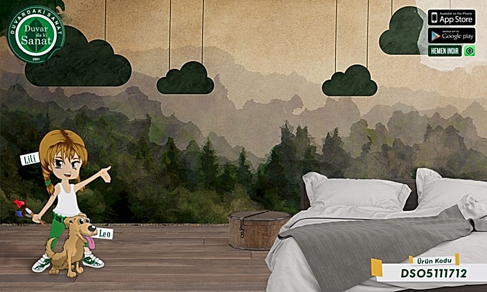 Duvardaki Sanat Askıda Bulut 3 Boyutlu Duvar Kağıdı