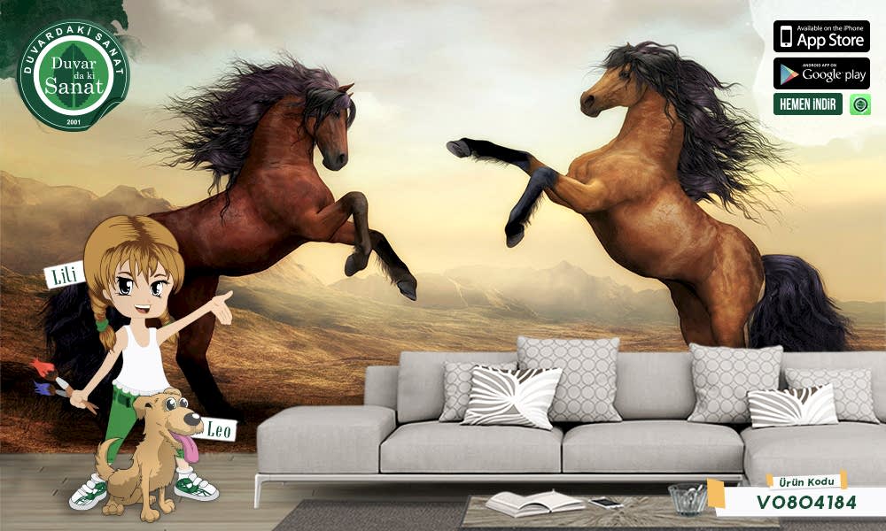 Duvardaki Sanat Şahlanmış Atlar Duvar Kağıdı